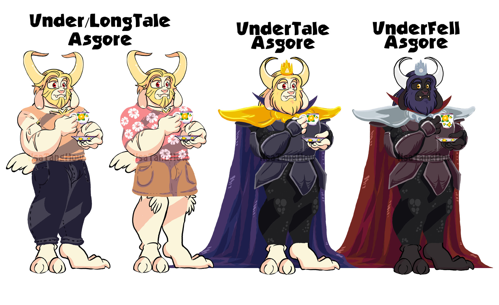 Some redesign concepts of Asgore to help me stay in design with him. 