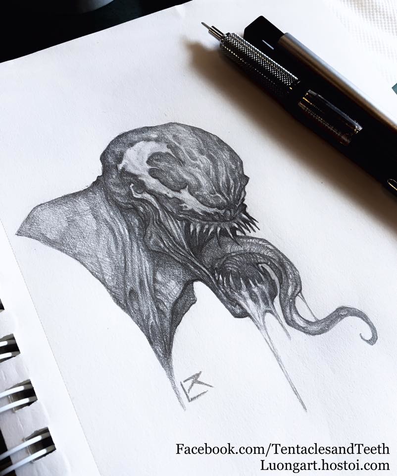 Artstation Venom Pencil Sketch Richard Luong
