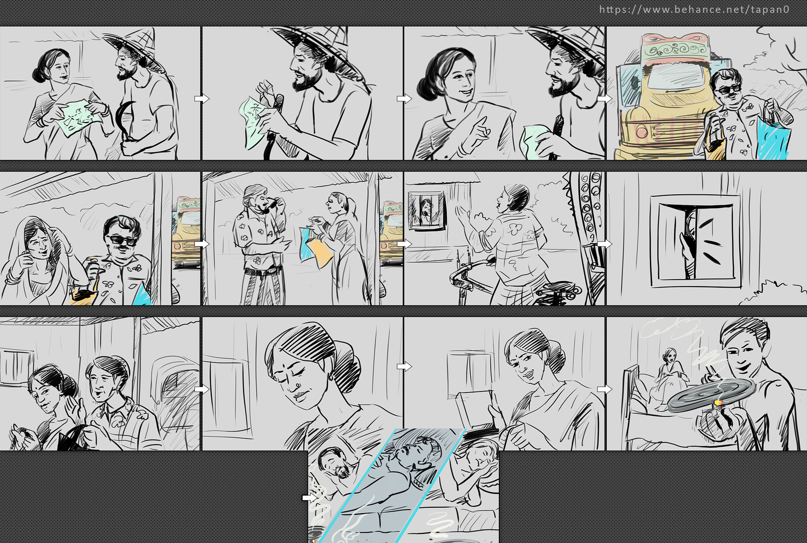 Storyboard sketch for TVC, Commissioned by Expressions Ltd.
