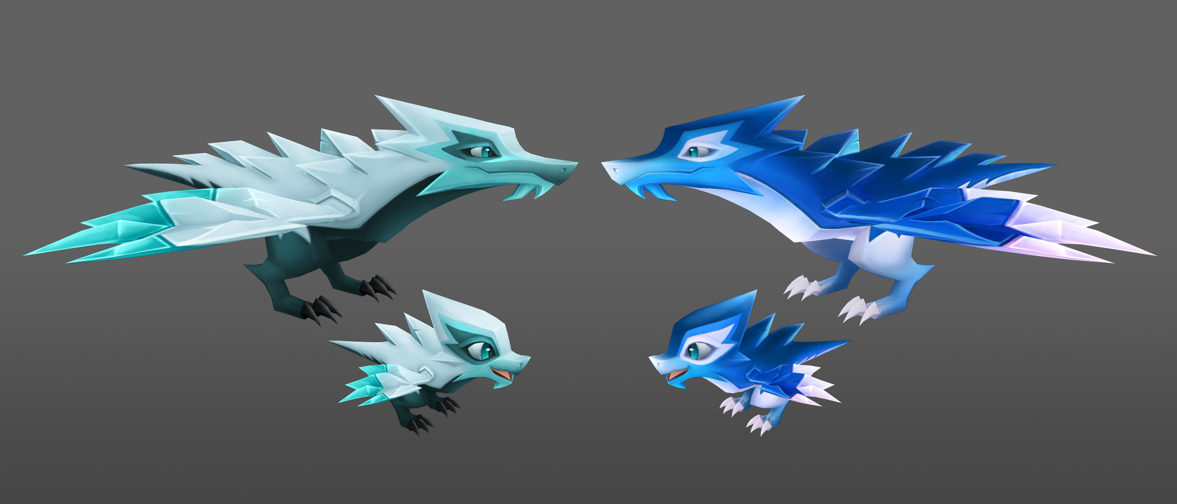 Adult and baby with both base and enchanted textures displayed