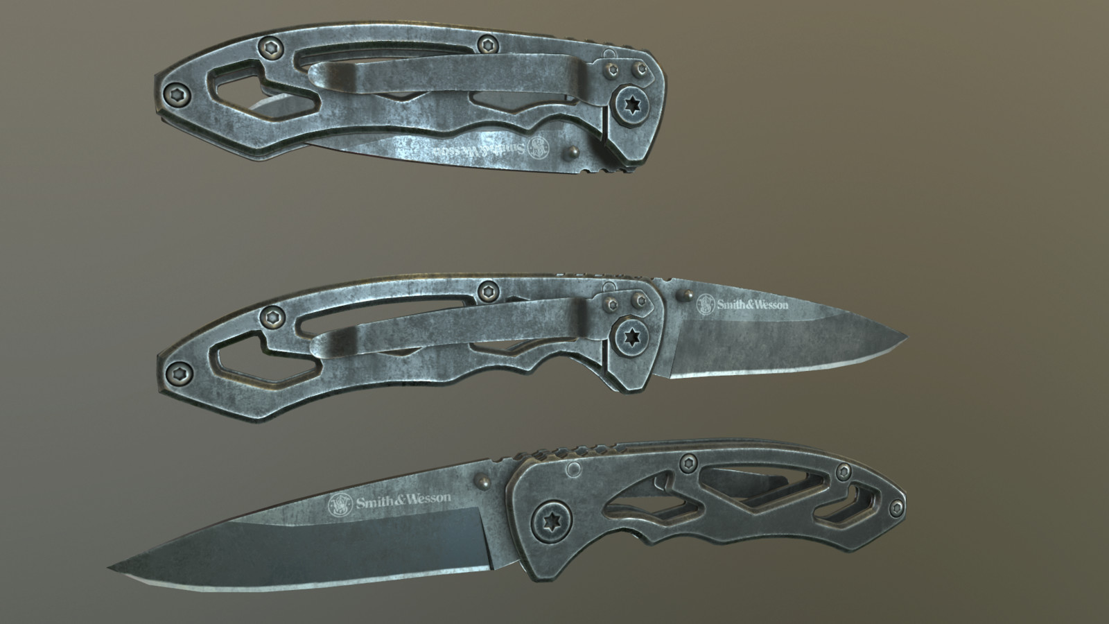 Smith And Wesson CK400.
This is my personal EDC knife.
Polygon count - 2.5k
Texture resolution - 2k