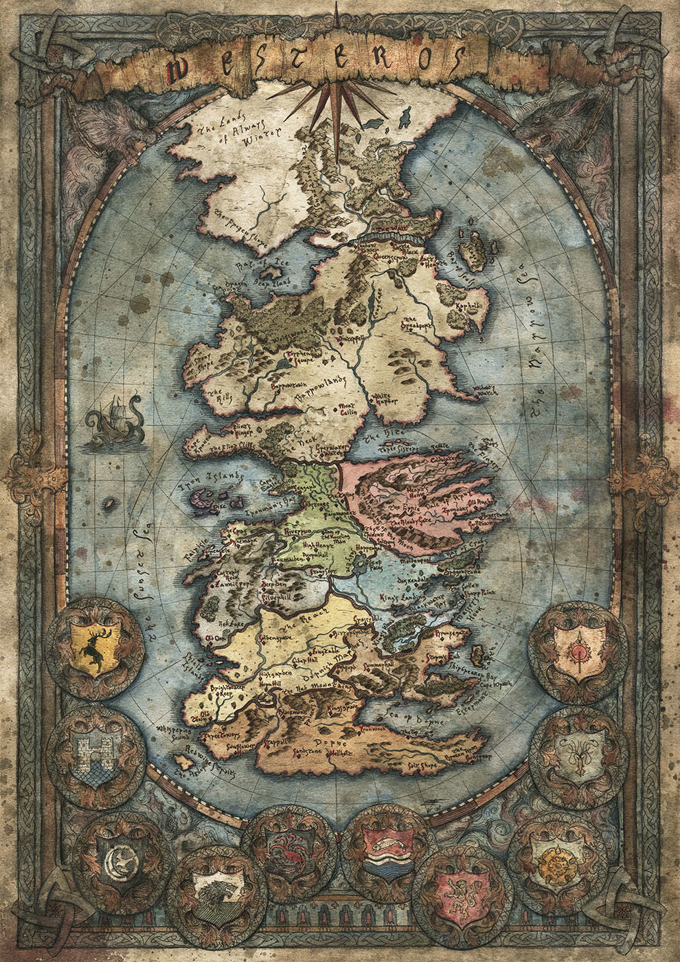 Westeros And Essos Map Game Of Thrones By Francesca Baerald R