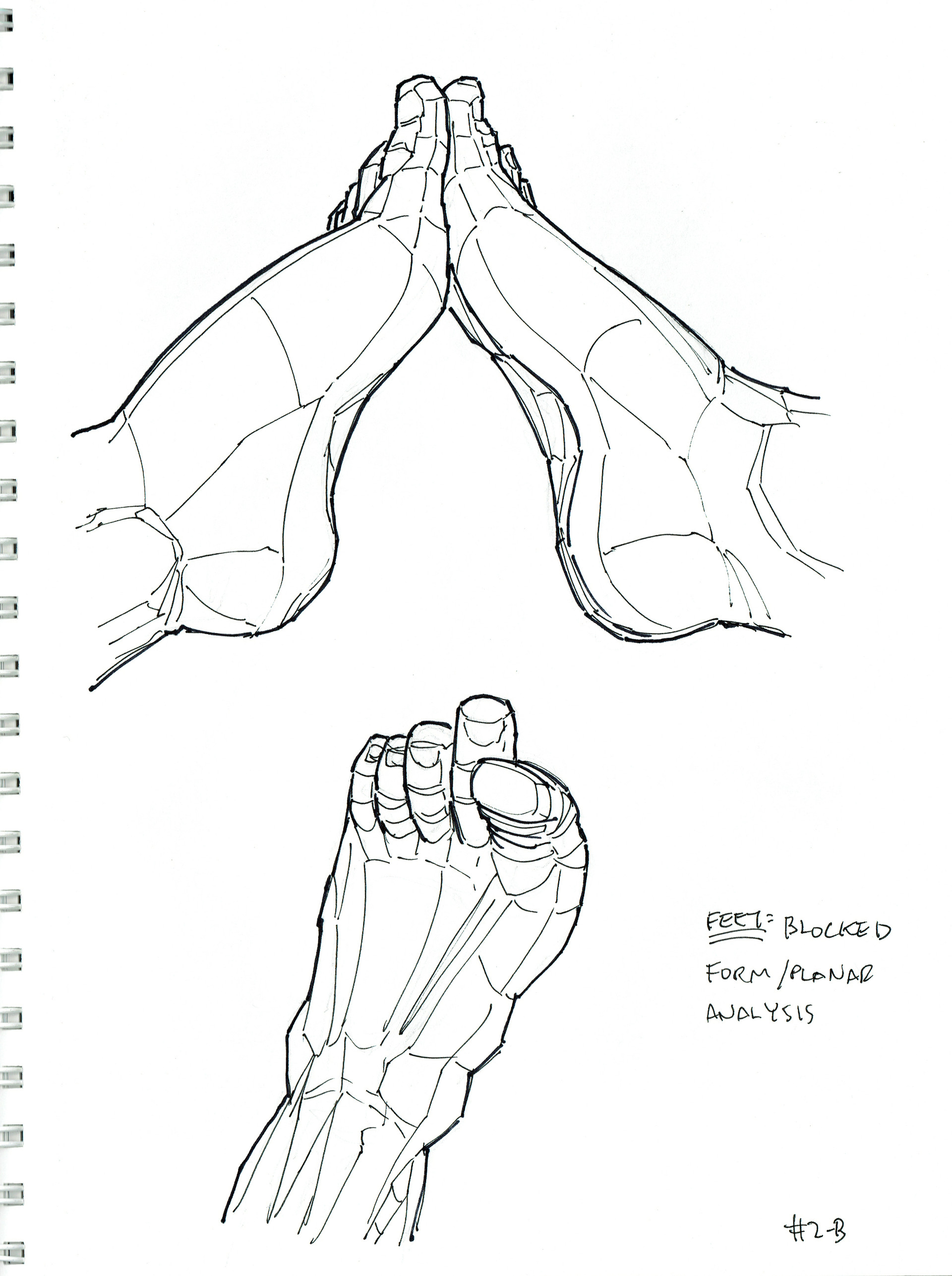 Artstation 2015 Sketchbook Homework Foot Planar Analysis Pen Ariel Aguire,Simple Demon Face Drawing