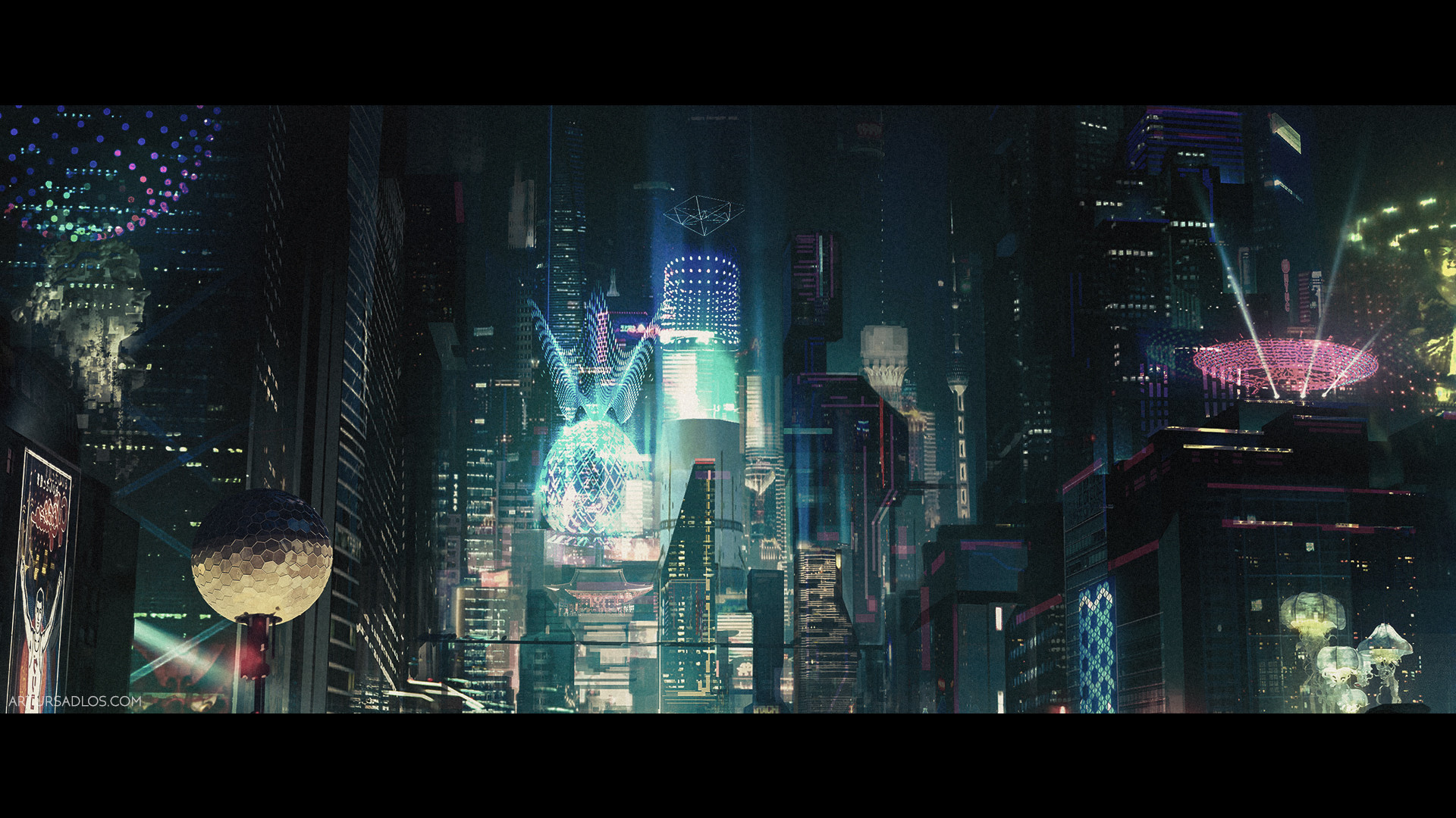 Artstation Cyberpunk City Artur Sadlos