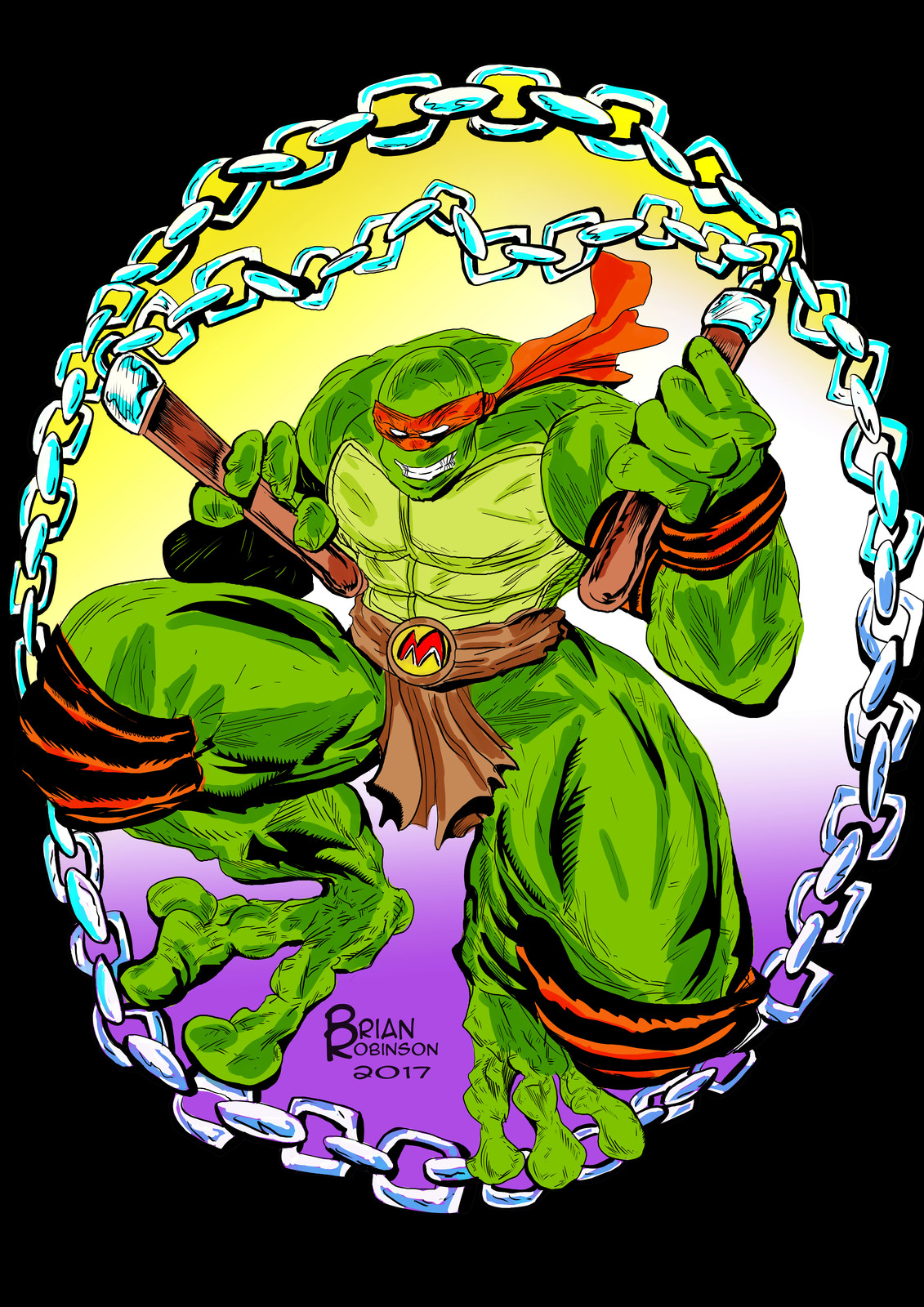 Teenage Mutant Ninja Turtles:Michelangelo drawing color by Brian Robinson