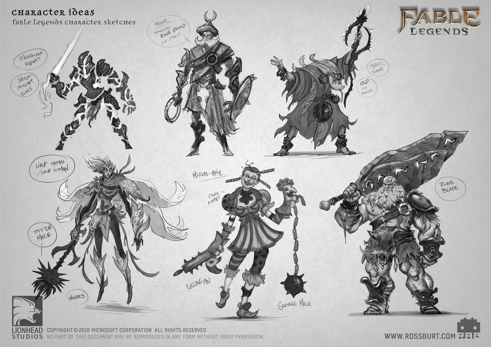 Artstation Fable Legends Character Sketches Ross Burt