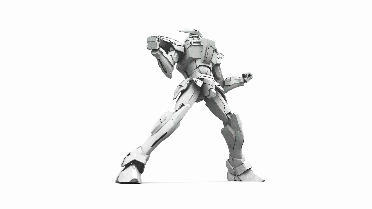 ArtStation GBFT Try Burning gundam 3D model Grayscale