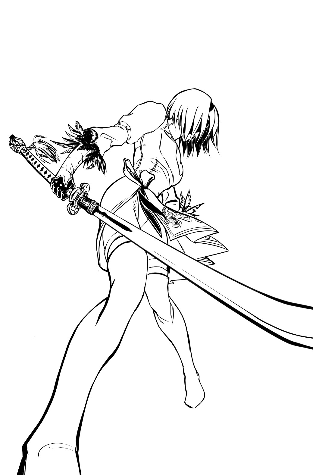 Lineart of the main character of the illustration