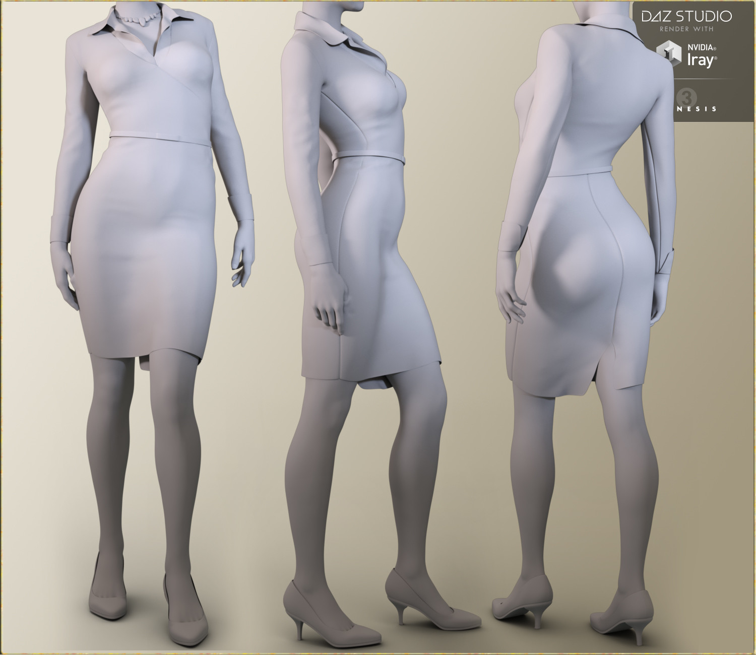 ArtStation - 9 To 5 Dress Outfit for Genesis 3 Female