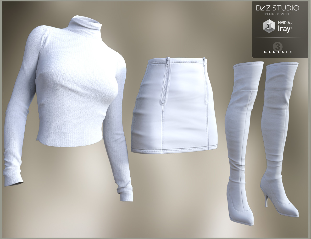 ArtStation Leather Skirt Outfit for Genesis 3 Female