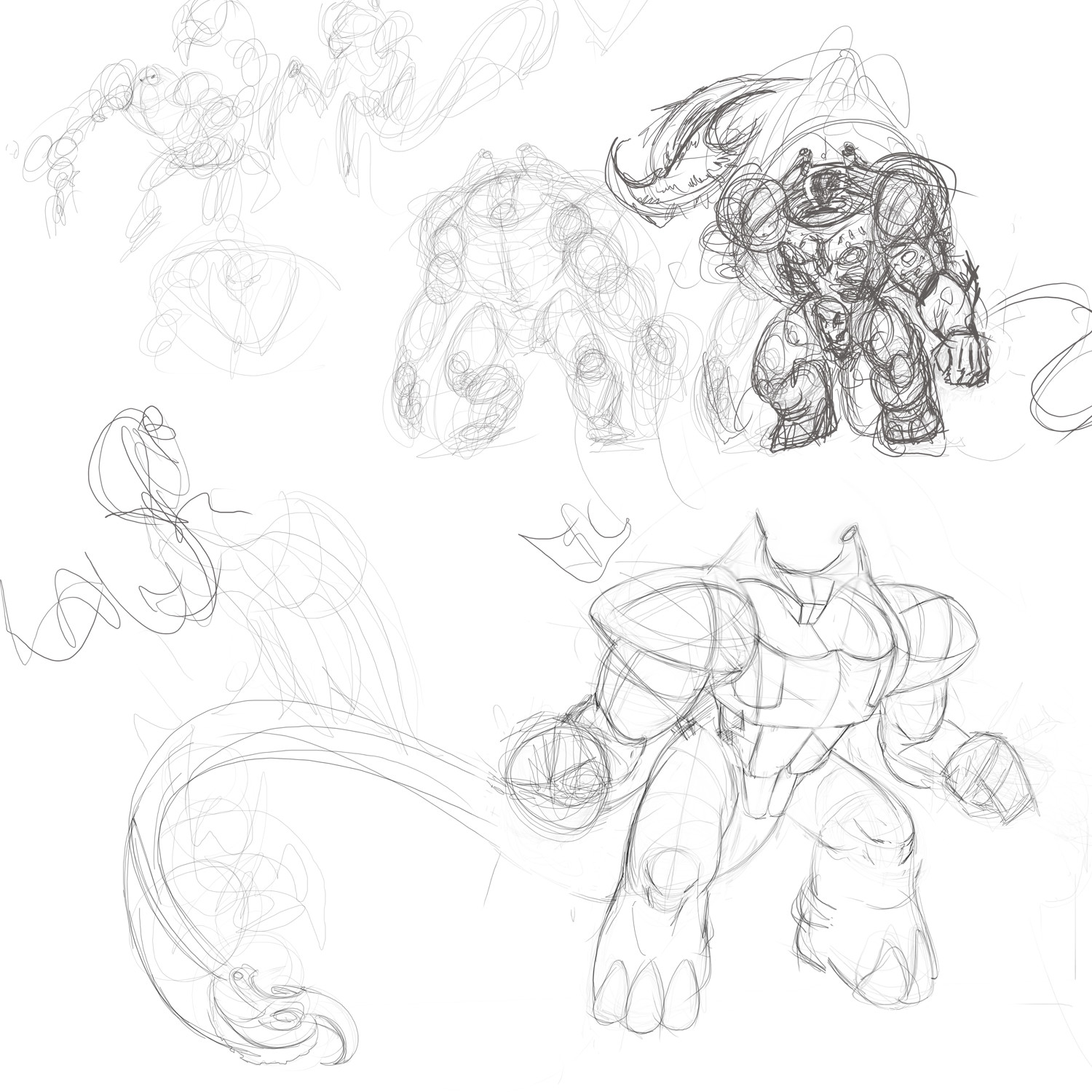 I sketched some more ideas until I came up with a strong looking monster.