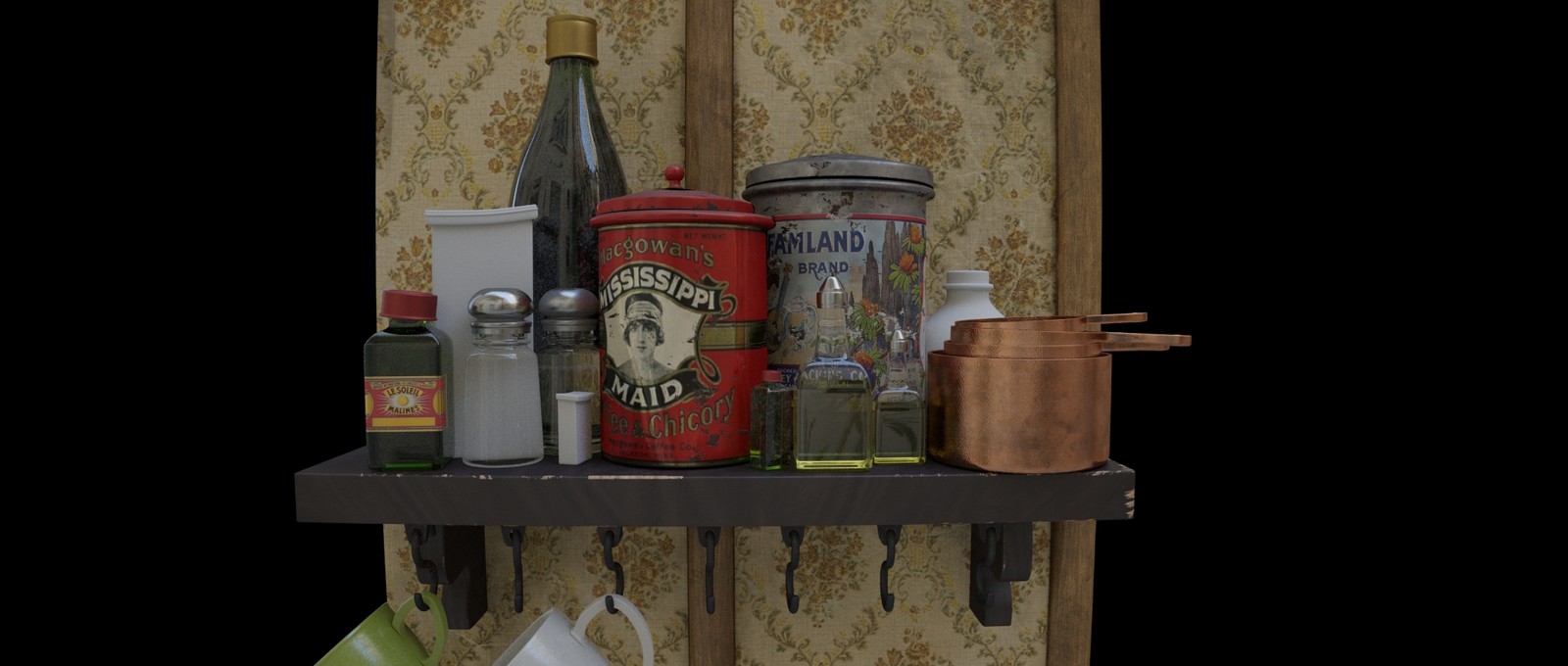 Shading Process - Procedural Glasses and Shelf Items