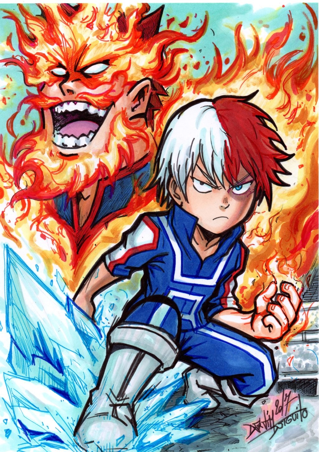 Artstation Todoroki Shouto X Endeavor Djigui Tim