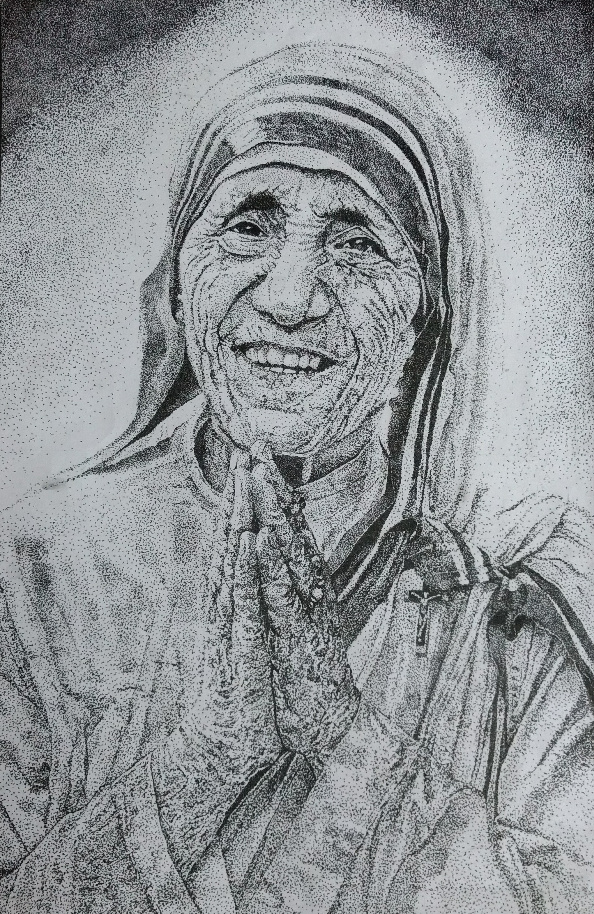 Artstation Mother Teresa Stippling Work Prabhjeet Singh This is my first attempt at a realistic portrait. artstation mother teresa stippling