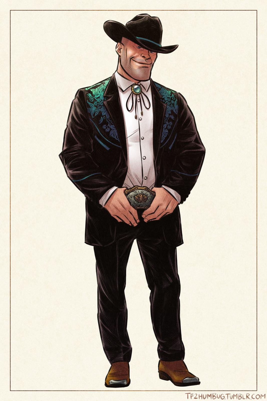 Engineer in a Western tuxedo