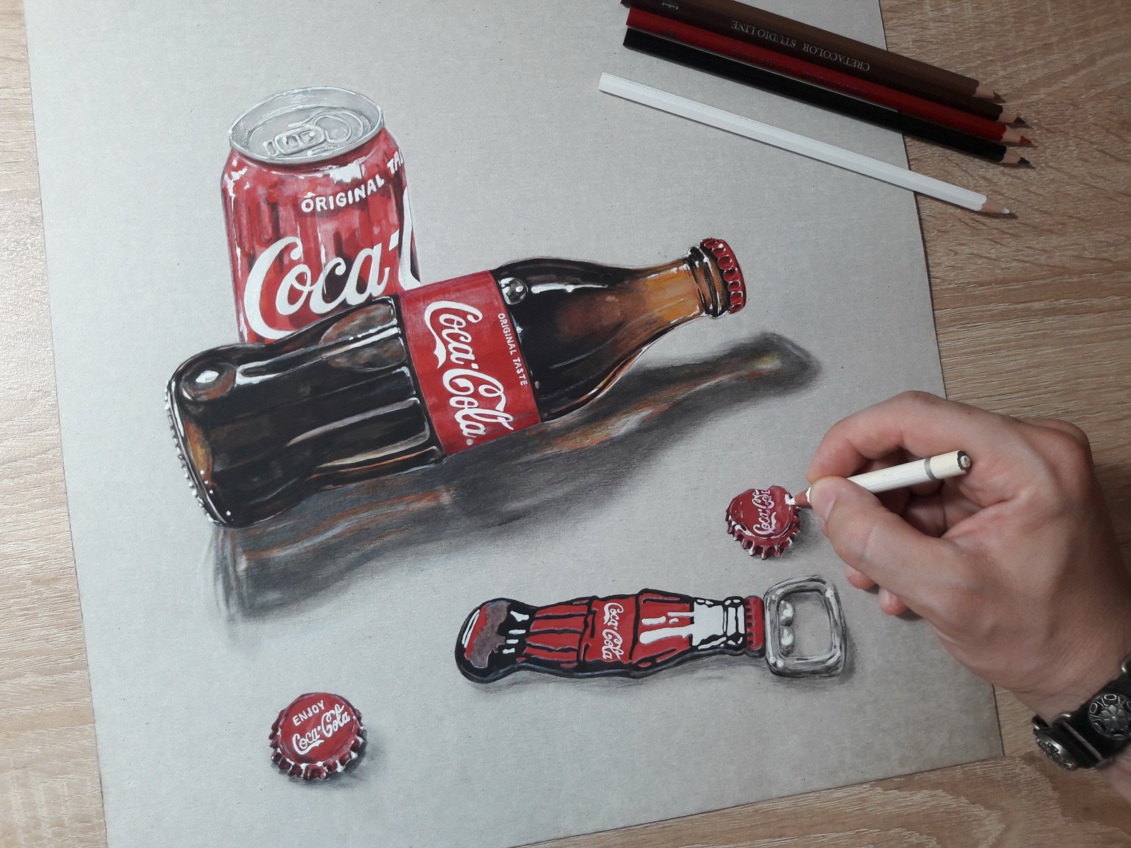 Drawing Coca Cola - Realistic 3D Art