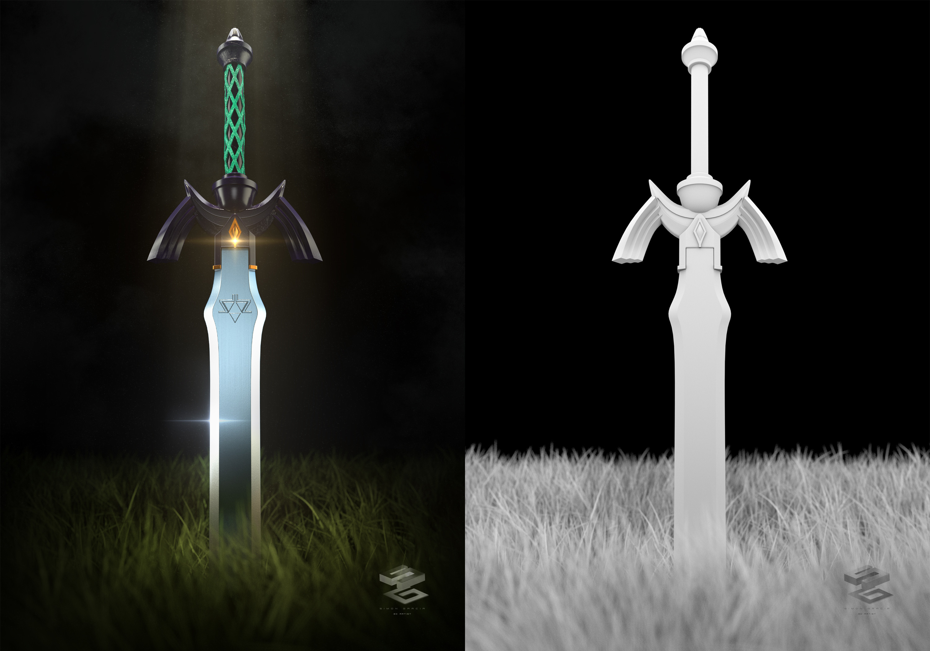 Occlusion next to final render.