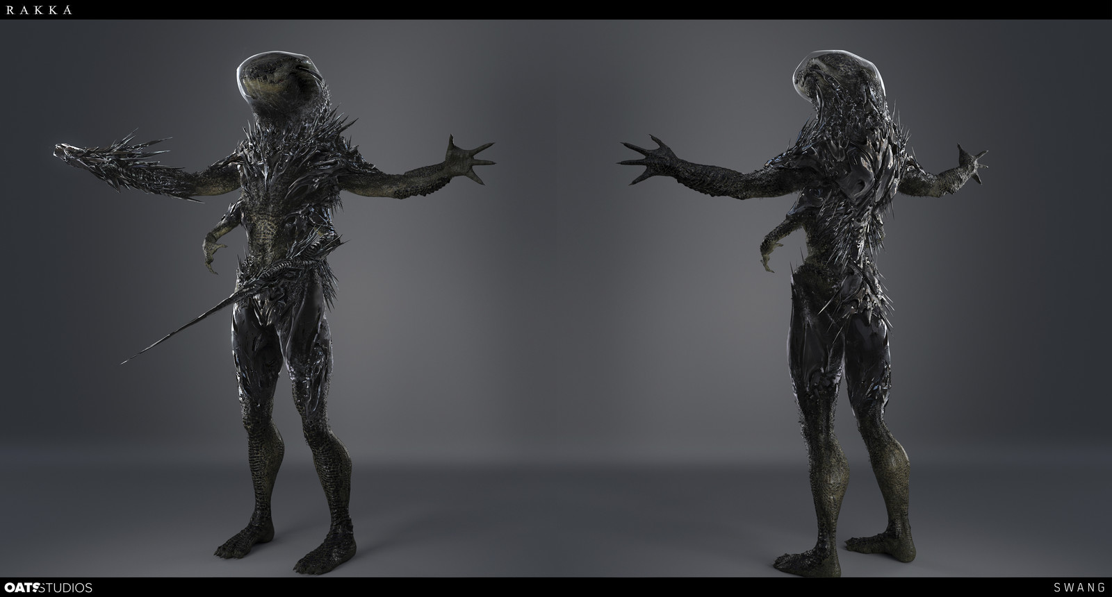 We decided that the suit could have these directional spikes that really sells the aggressiveness of these creatures.