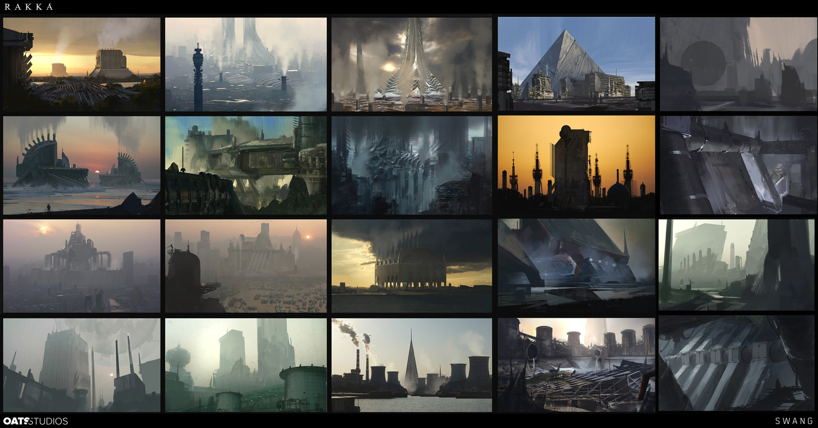 Very early sketches of their terraforming towers. I was going for a much more industrial style, which was later changed to the full on organic look.