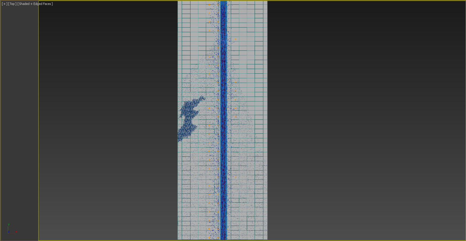 Above view showcasing the size of the scene.  We locked forest pack to camera FOV to aid in render speed.