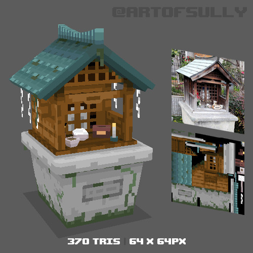 3D Pixel-Art Japanese Shrine
