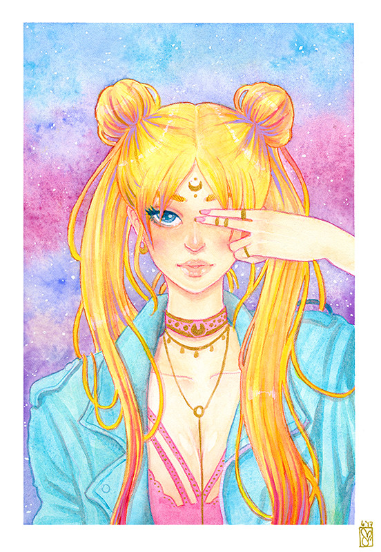 Artstation Trendy Girl Sailor Moon Painting Sherilynn Macale