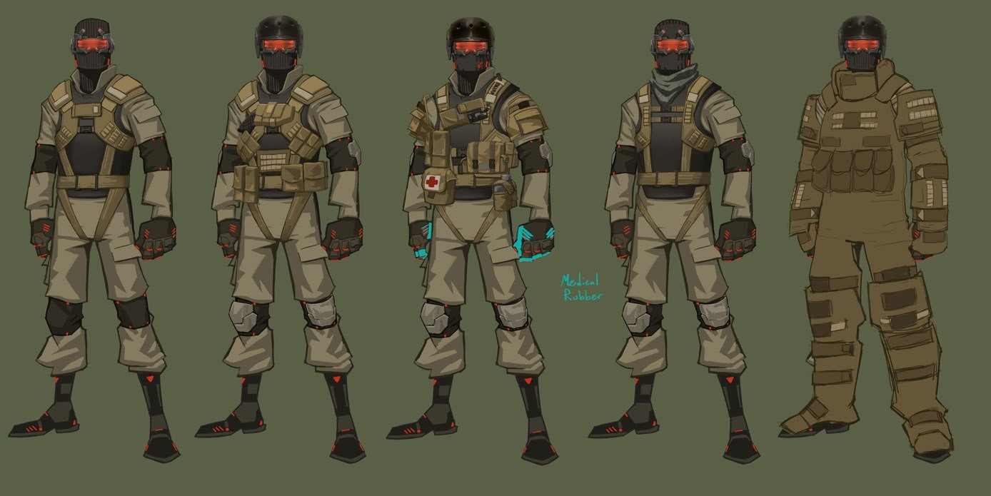 Minions like "Johnny" from MGS, but with interchangeable costumes to keep them different.  I like the medical gloves idea.  Very distincitive color, at least to me.  "Metal gear" that guy, and take some meds to heal.