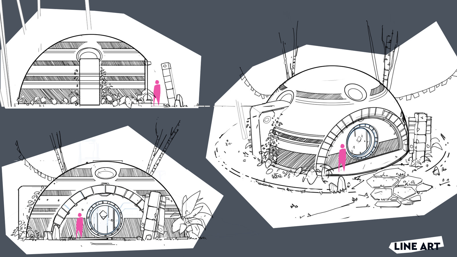 Exploration sketch for the dwellings.