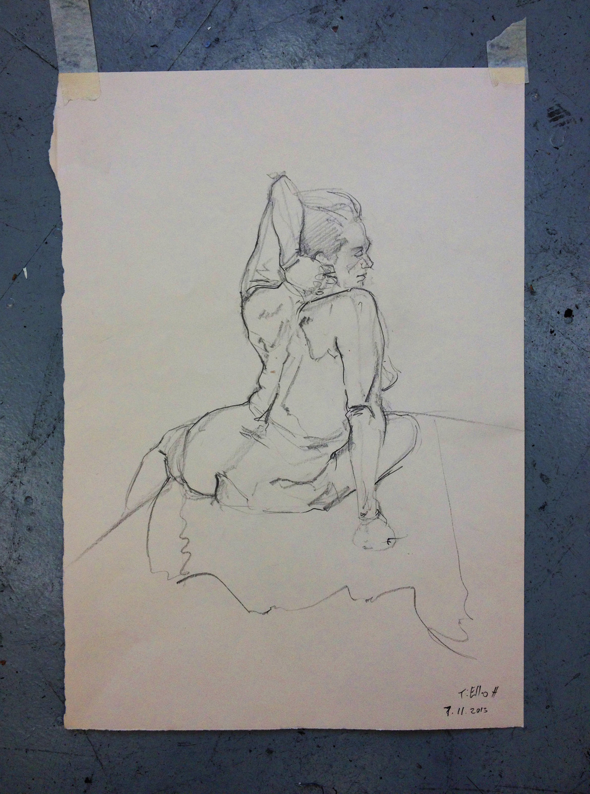 This is my personal favourite life drawing. Done in just 5 minutes at the tender age of 19