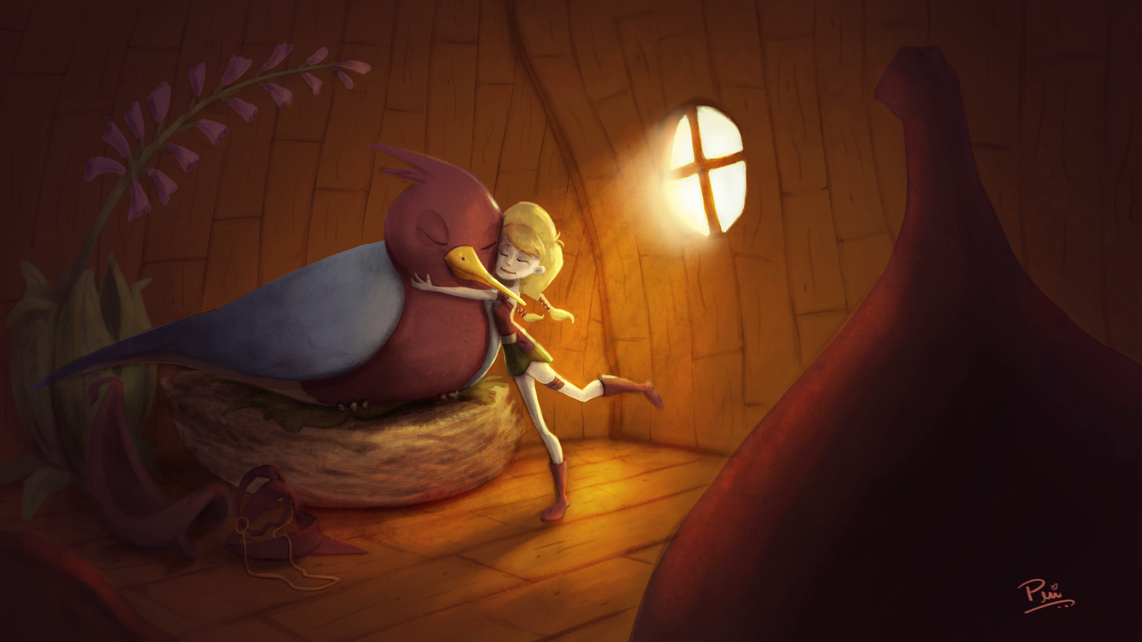 Thumbelina and the bird