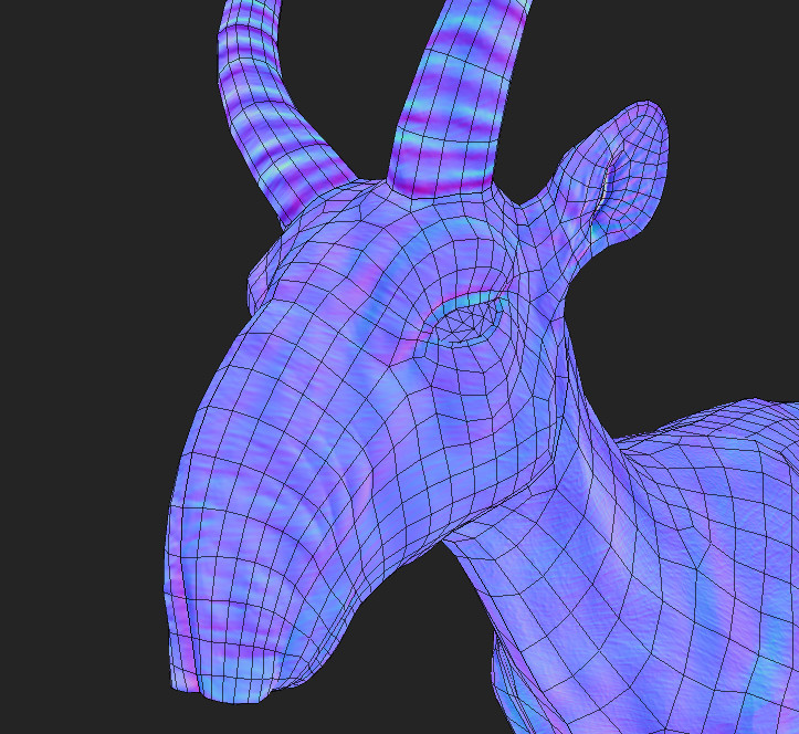 Low-poly retopology with baked normals, Triangle count 10.2k