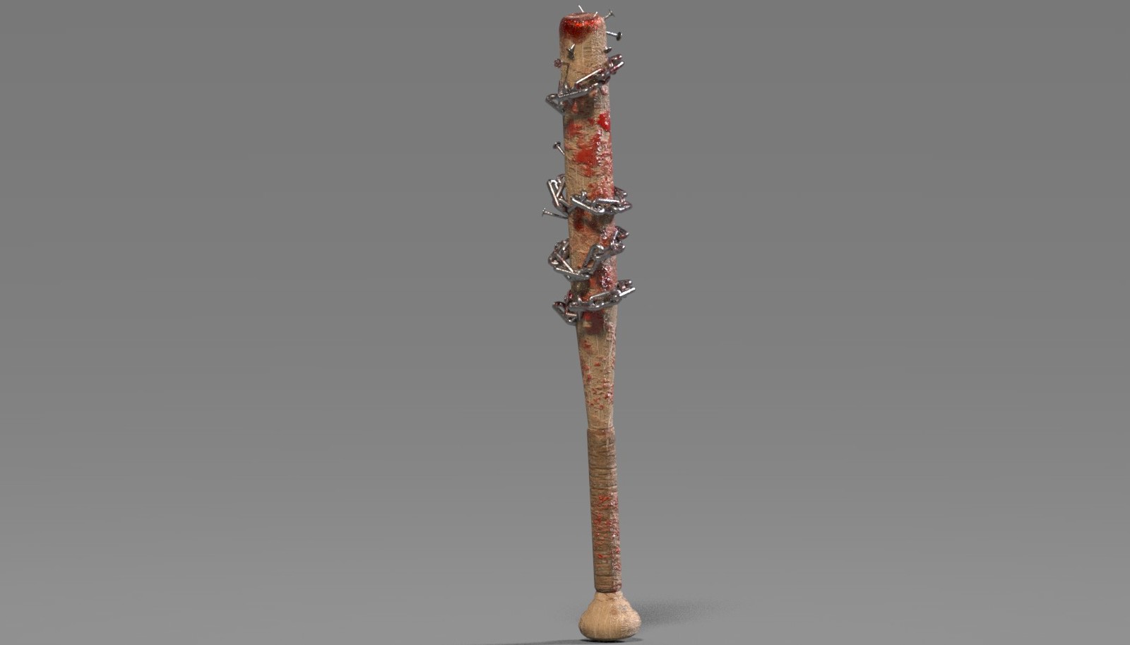 Chained And Nailed Wooden Bat + Bloodstains 