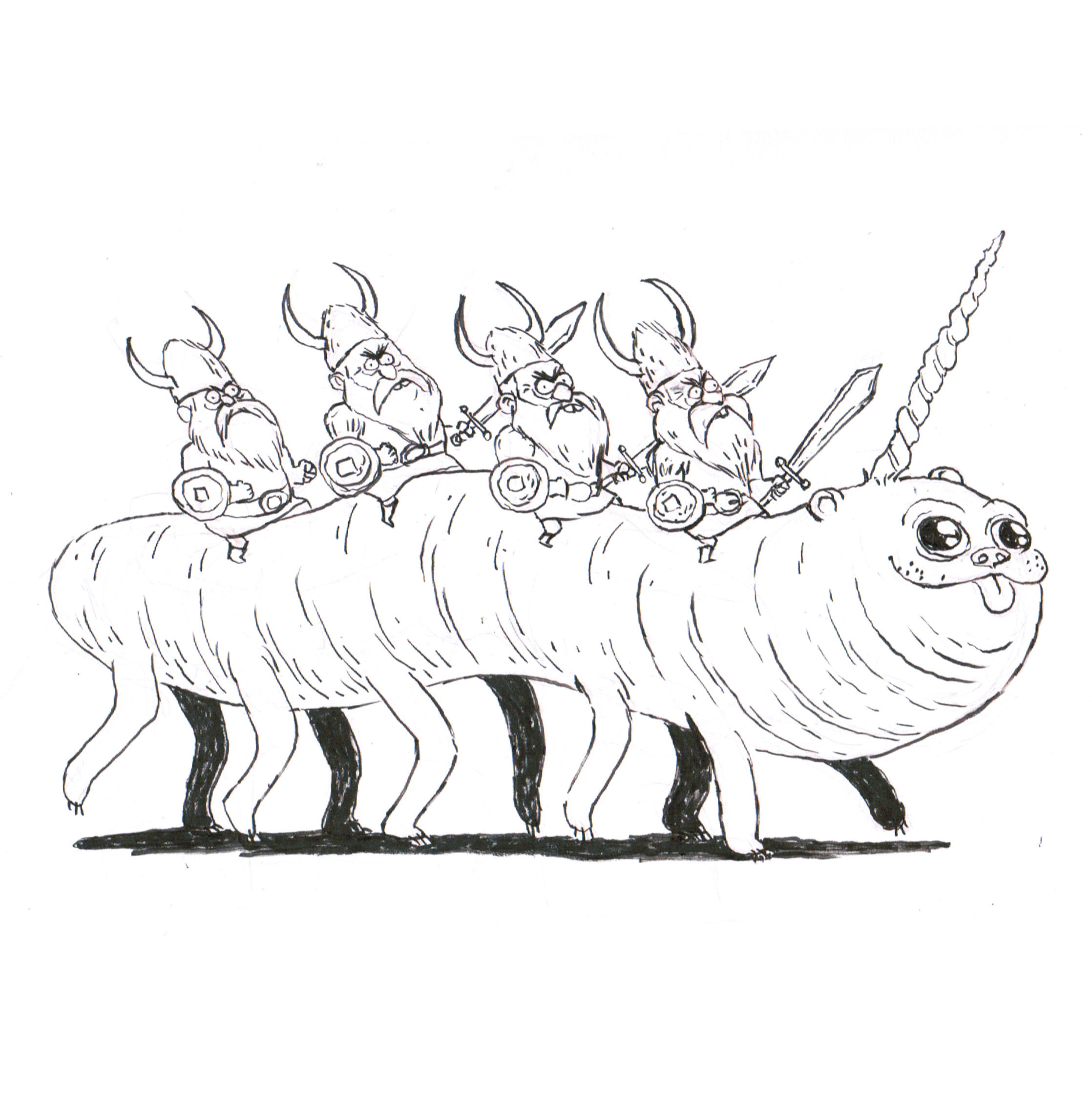 Some weird dudes riding a unicorn type thing. 
#dailydoodle #weird #unicorn