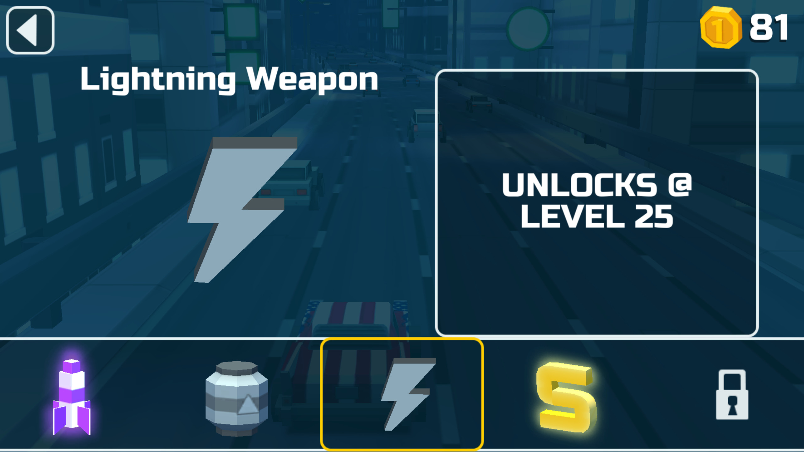 Weapon upgrade screen