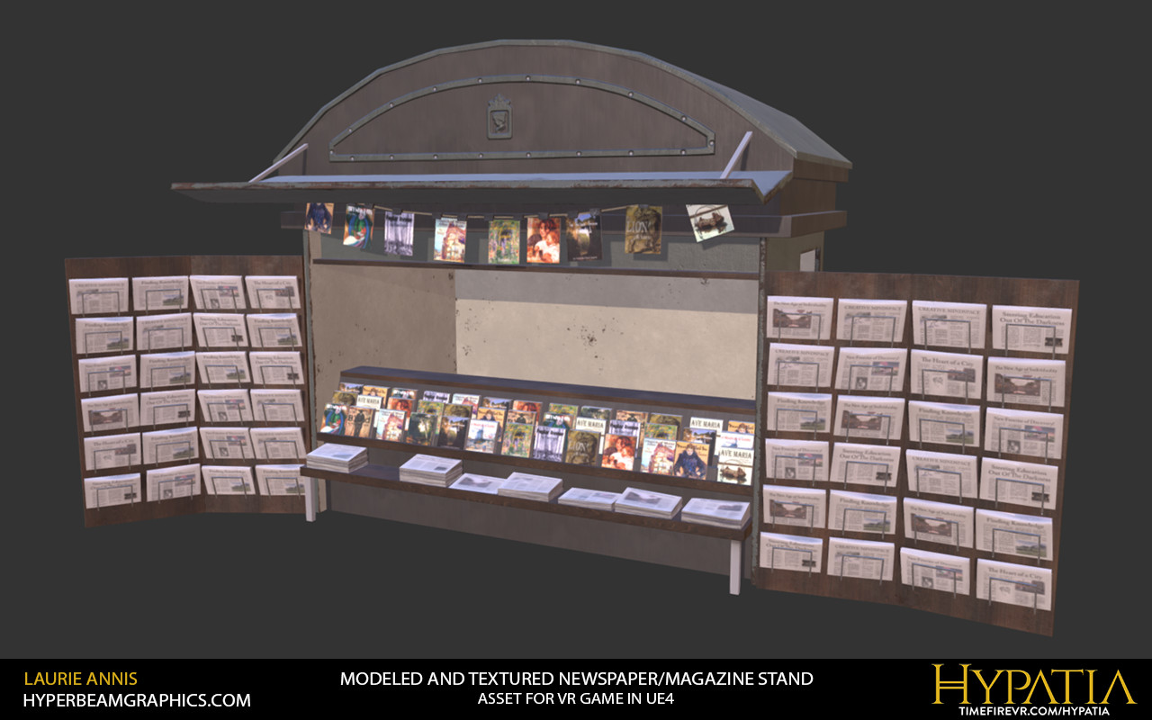 Low poly game asset: Hypatia News Stand