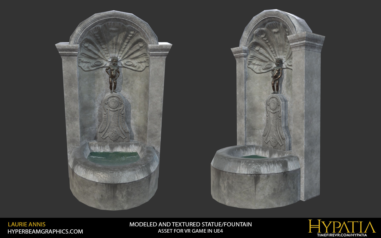 Low poly game asset: Brussels style statue/fountain