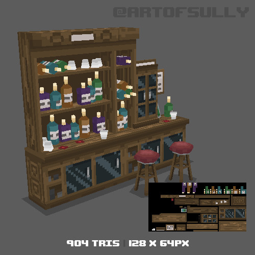 3D Pixel-Art Back of Bar (Commission)