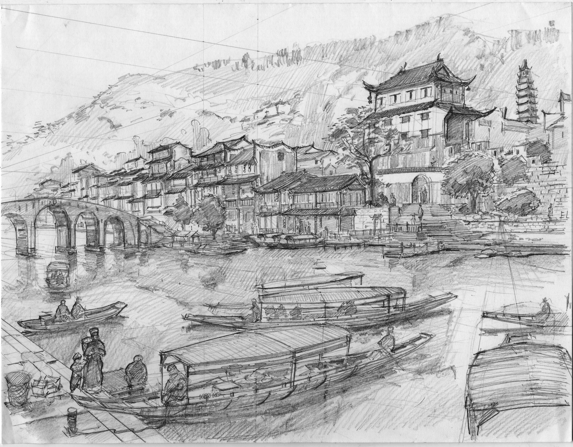Artstation Chinese Arch Style Drawing Longque Chen