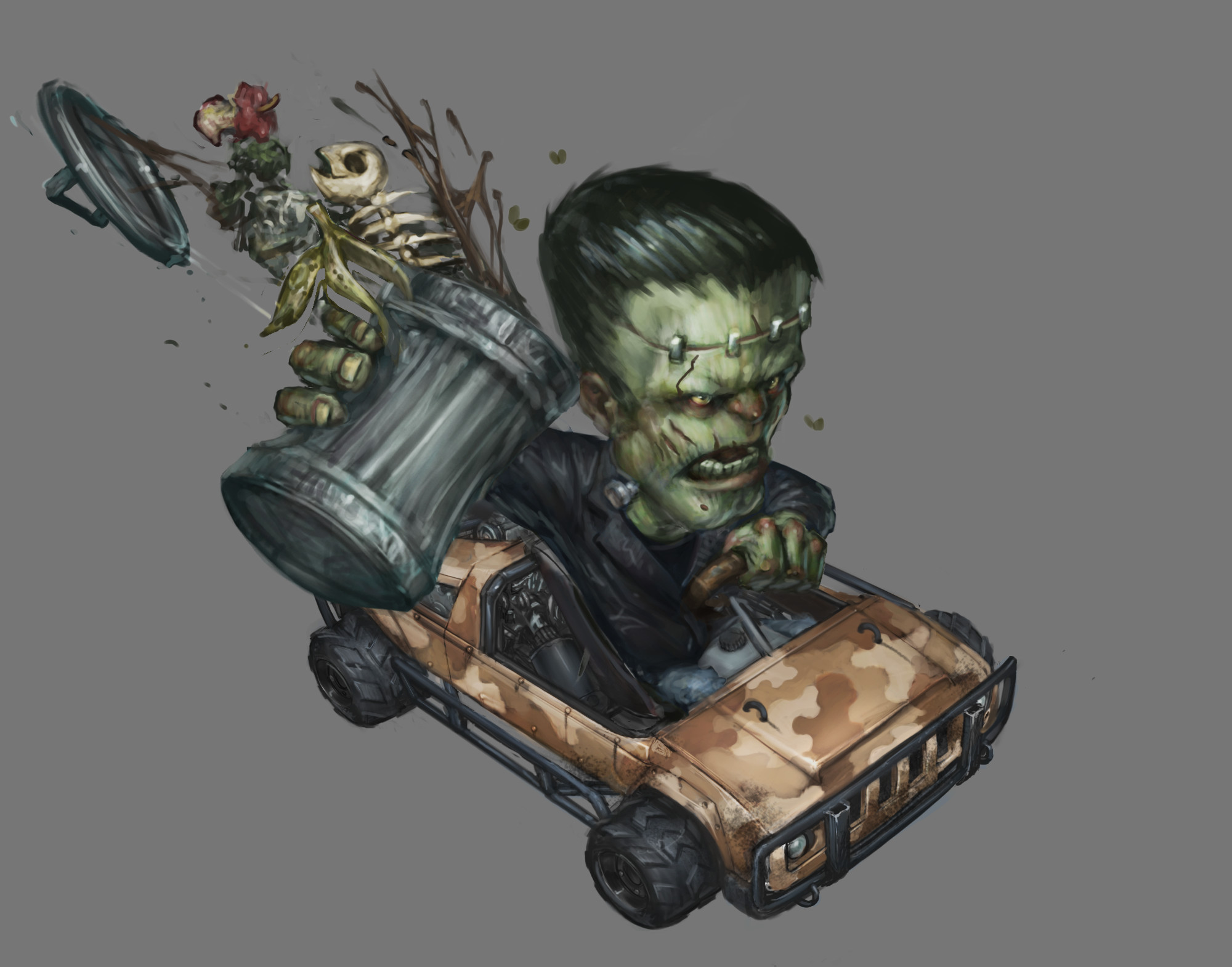 Franken monster and vehicle