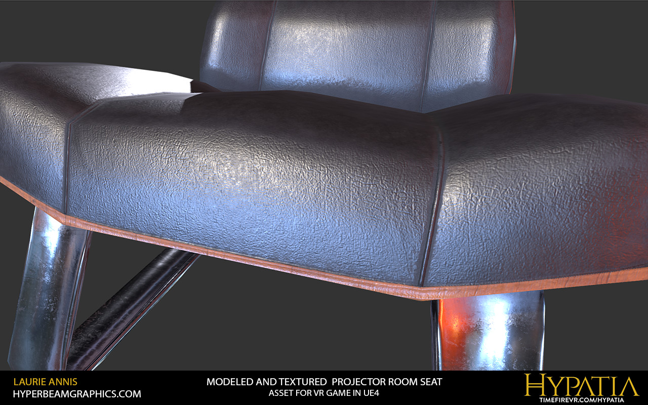 Low poly game asset: Hypatia Projector Room Seat detail