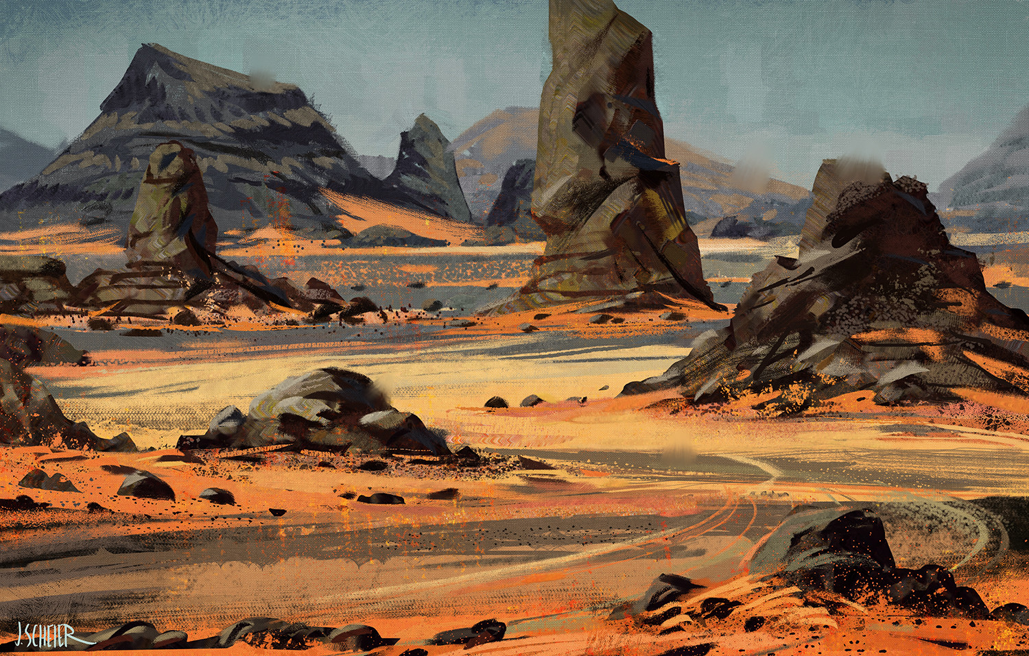 Artstation Desert Landscape Sketch Jason Scheier