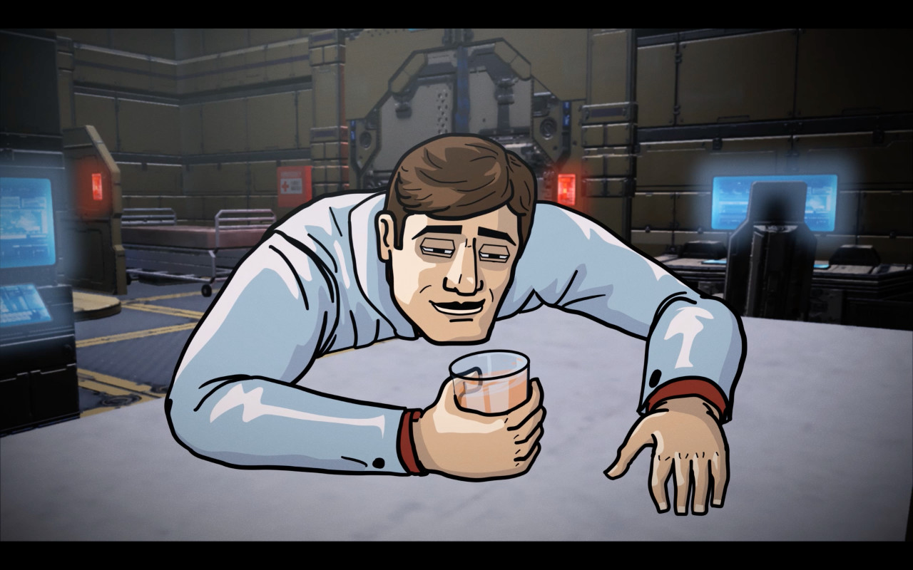 Doc enjoying the little things.. like a double drink.