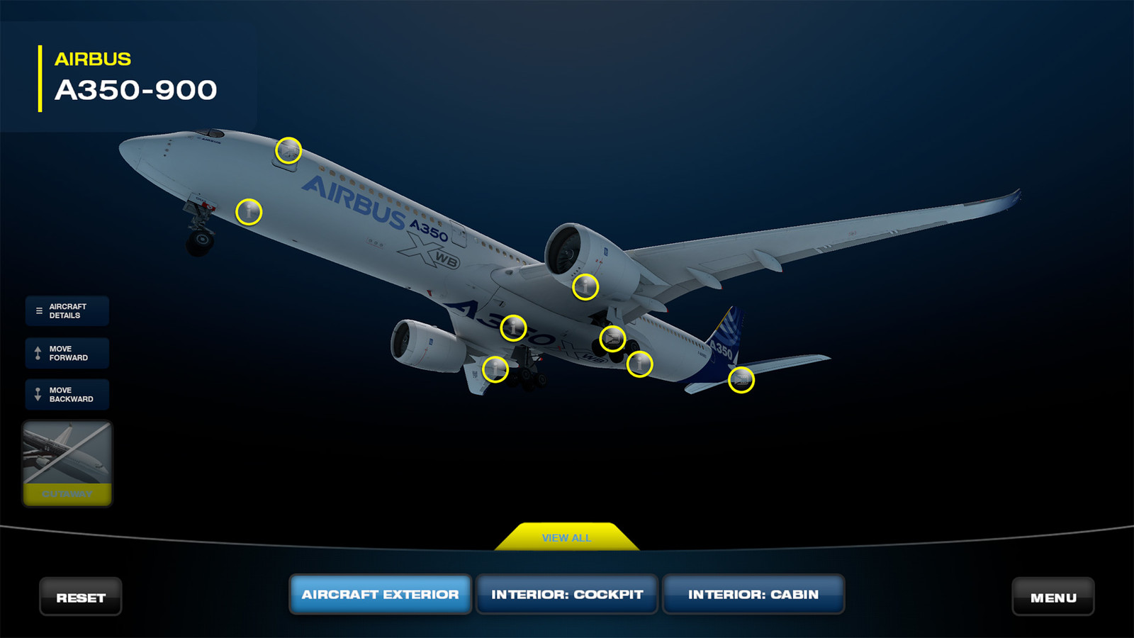 A350 model, has the landing gear detailed and animated.