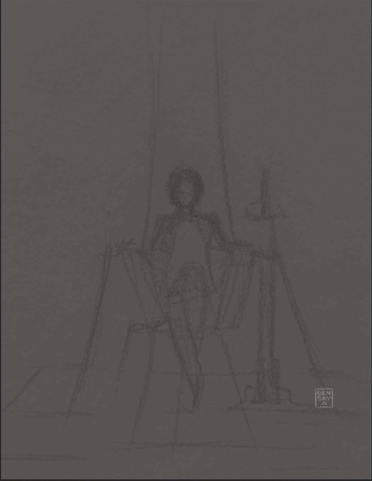 very quick layout sketch done before starting painting.