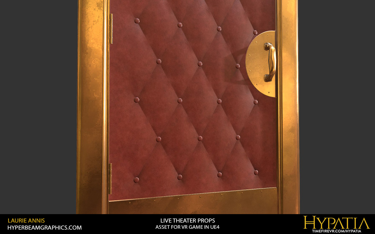 Low poly game assets: Hypatia Live Theater Props, door detail.