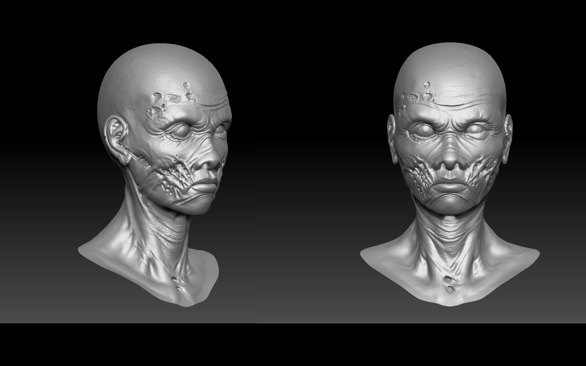Artstation Zombie Scar Face David Liu