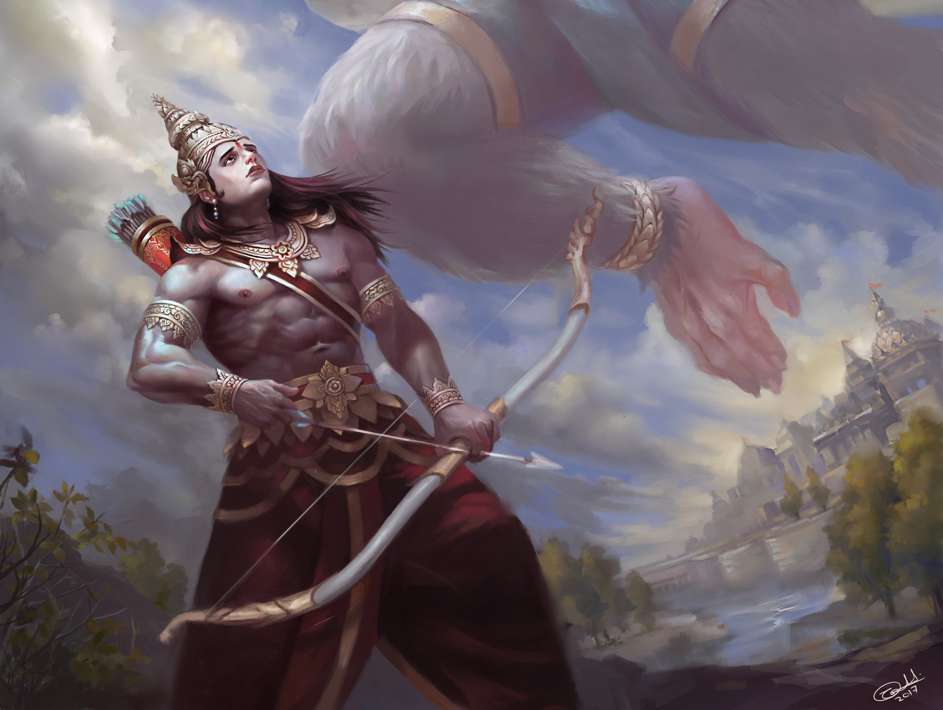 Hanumaan and Bharat art by Tan Man
