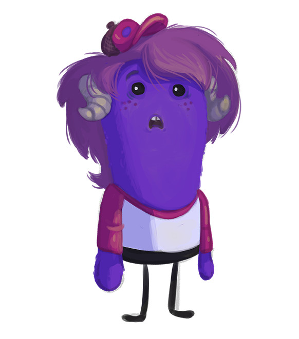 I painted the monster purple but then changed him with an adjustment layer in Blender to the final red colour. 