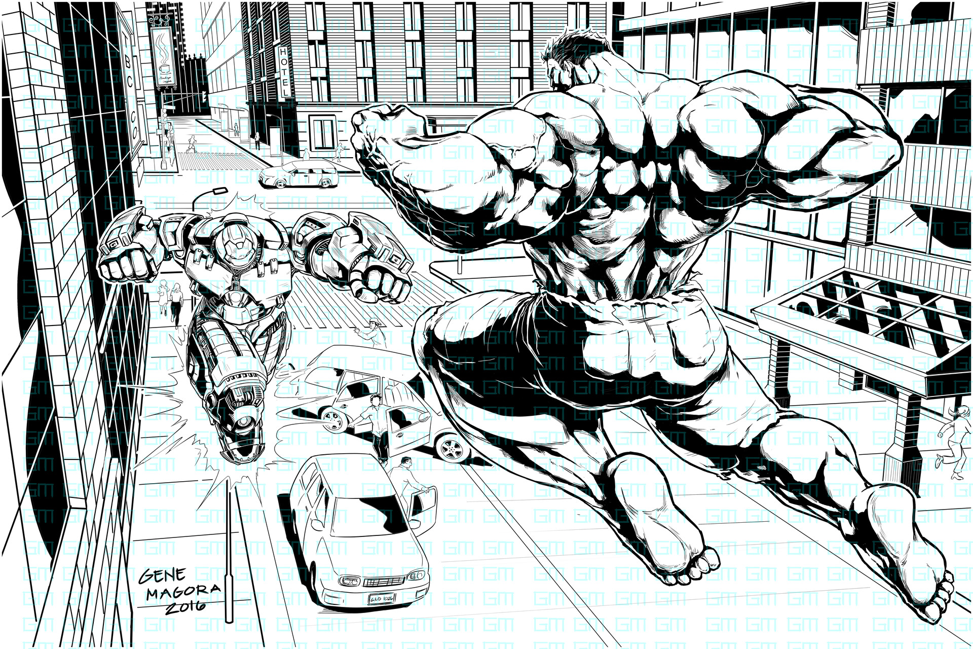 Artstation Hulkbuster Vs Hulk Avengers Age Of Ultron Fanart Comission Gene Magora
