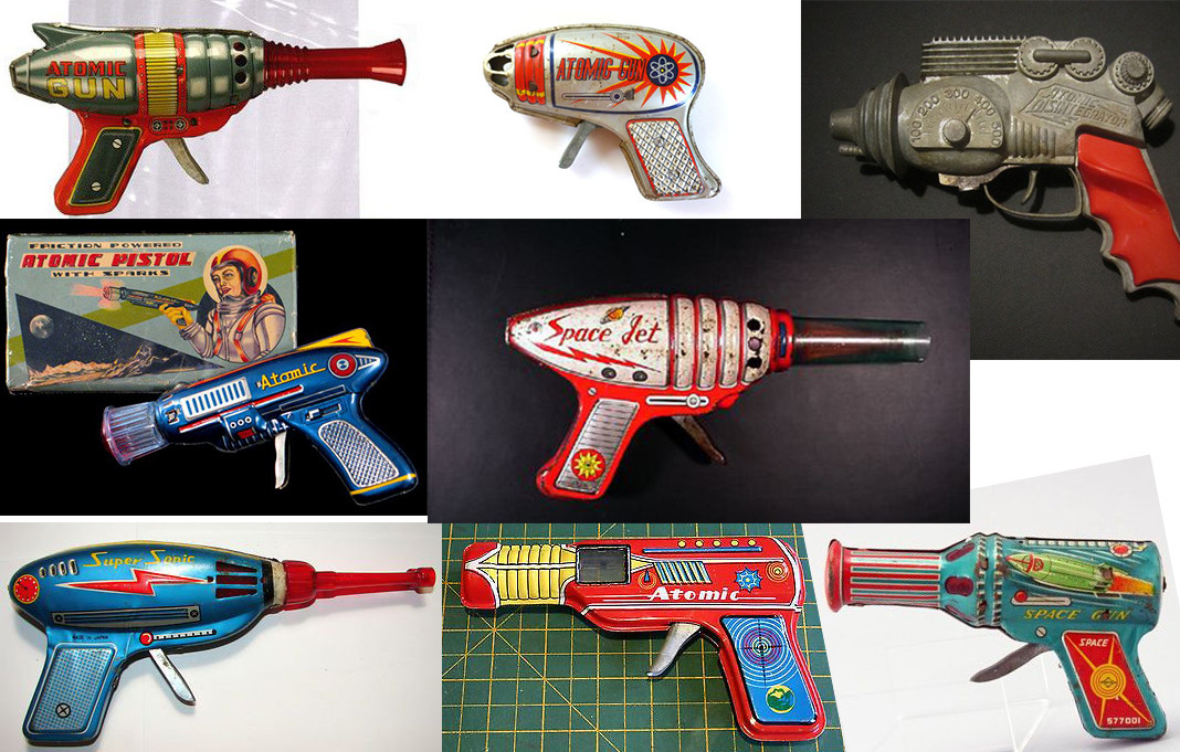 RED Space Gun Lapel Pin 1 3/4" Robby the Robot Ray Gun Space Blaster 